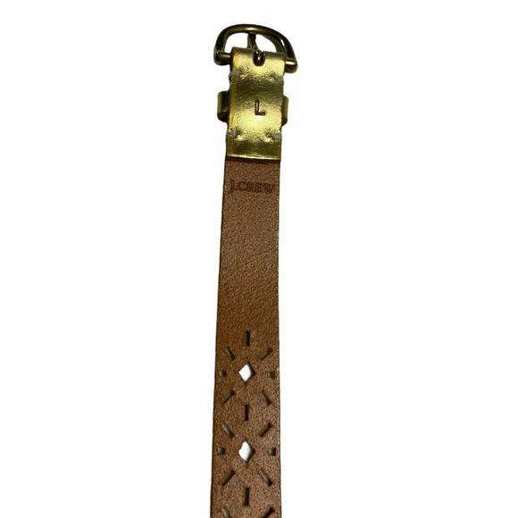 J. Crew women Gold tone leather belt size Large gold buckle main image 7